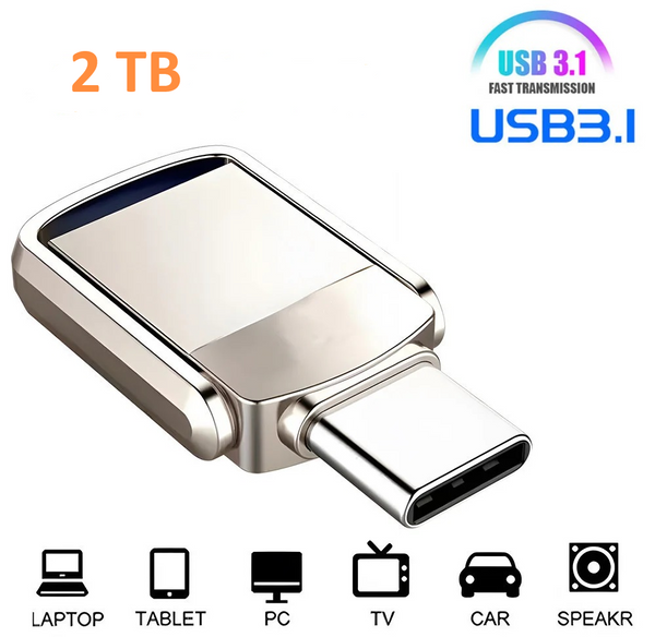 MEMORIA DE 2TB (FISICO Y VIRTUAL) TIPO C Y USB PARA MOVIL Y PC CON CLAVE